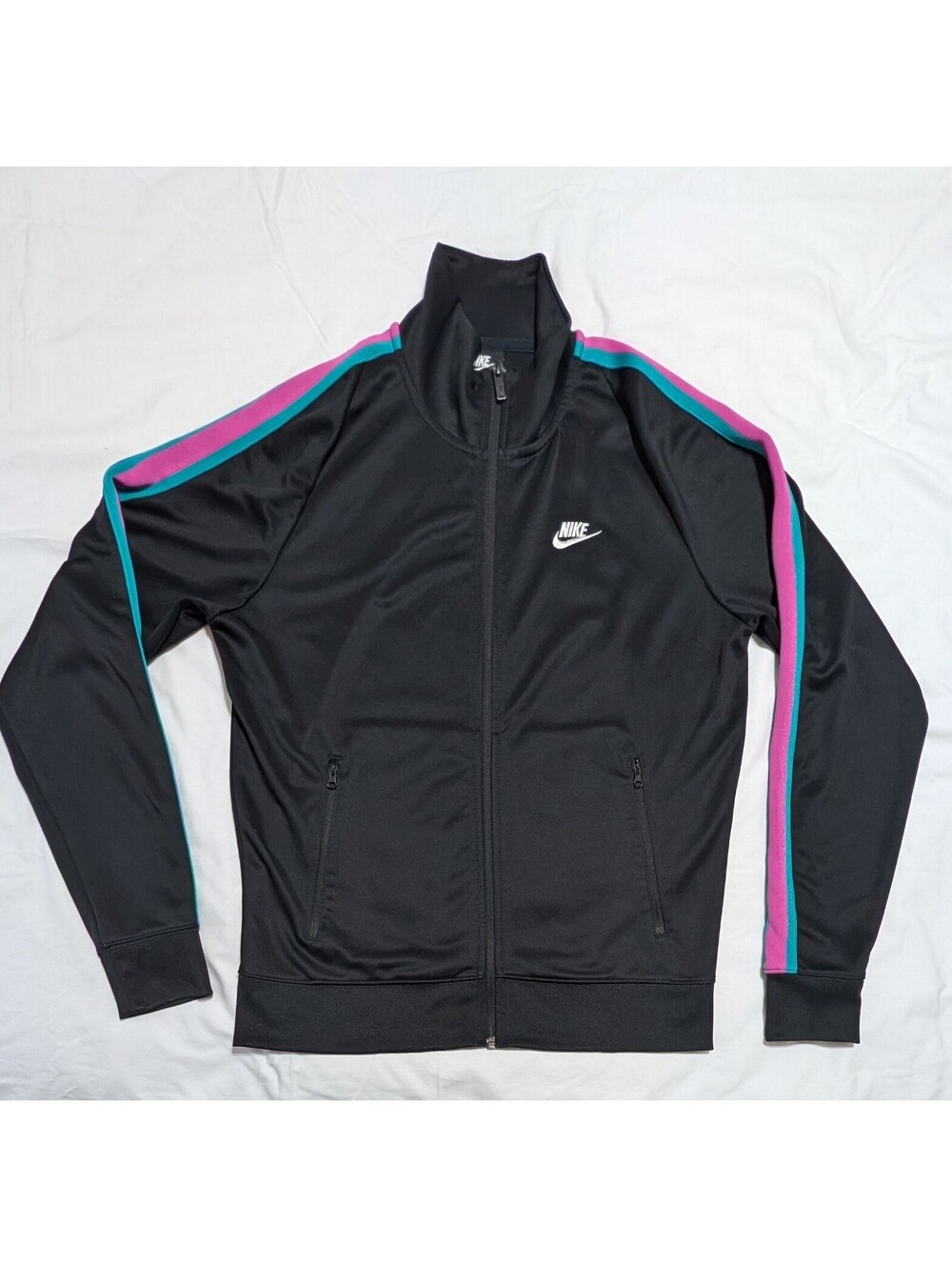Nike Sportswear N98 Knit Track Jacket Men’s Small Black Pink Teal